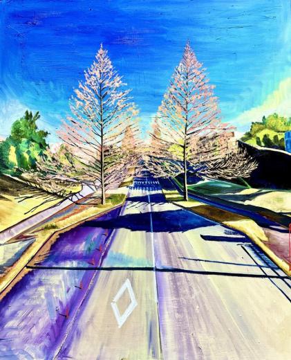 青空とふたつの並ぶ木々