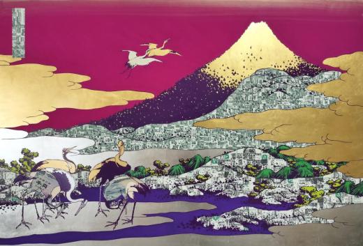 Holy Mountain and Cranes $牡丹桔梗 A19164668C