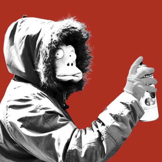 Banksy, Icon, Monkey Mask Session, Monochrome/Red