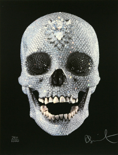 Damien Hirst - For the Love of God - Psalm - Print - Black - Skull Faces Front - DIAMOND DUST
