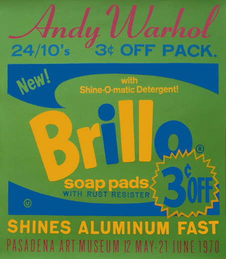Exhibition poster for Andy Warhol: Pasadena Art Museum (Brillo)