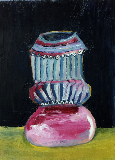 Stripe-Patterned Glass Vase