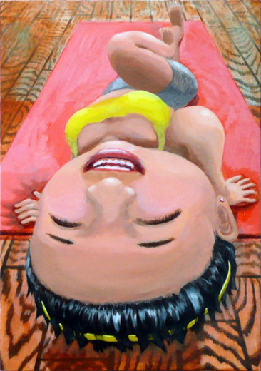 彼女の頑張る気持ち　腰ねじりのポーズ